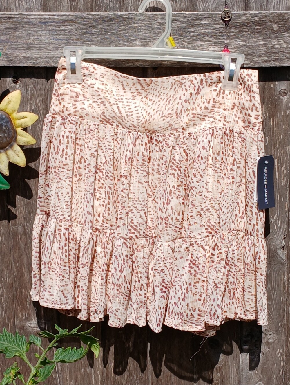 Great Melrose & Market Ruffled Animal Print Mini Skirt Apricot/Brown Sz XS